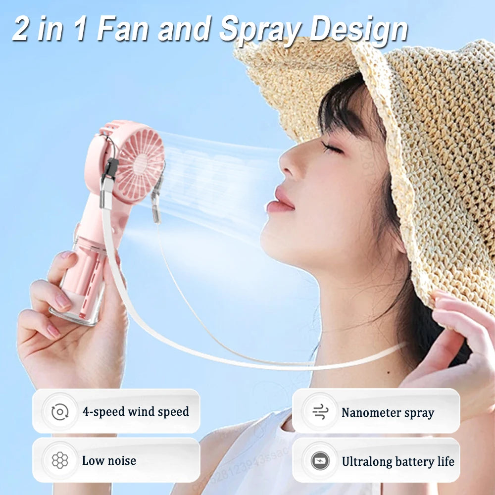 Φορητός Ανεμιστήρας με Spray Νερού – 4 Ταχύτητες & USB