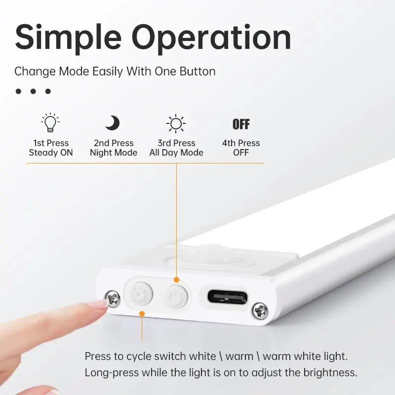LED Φωτάκι με Αισθητήρα Κίνησης – USB Επαναφορτιζόμενο 20-50cm