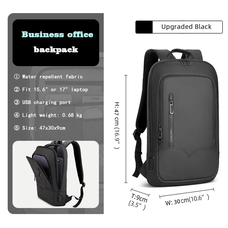 Slim Backpack Ανδρικό 15.6" με USB – Επαγγελματικό Στυλ & Πρακτικότητα