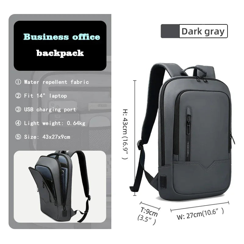 Slim Backpack Ανδρικό 15.6" με USB – Επαγγελματικό Στυλ & Πρακτικότητα