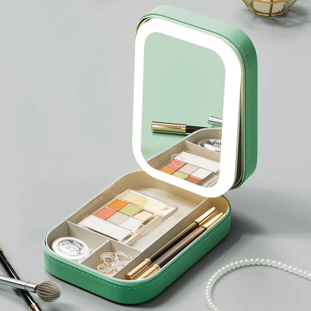 Κουτί Καλλυντικών με LED Καθρέφτη – Portable Travel Makeup Case