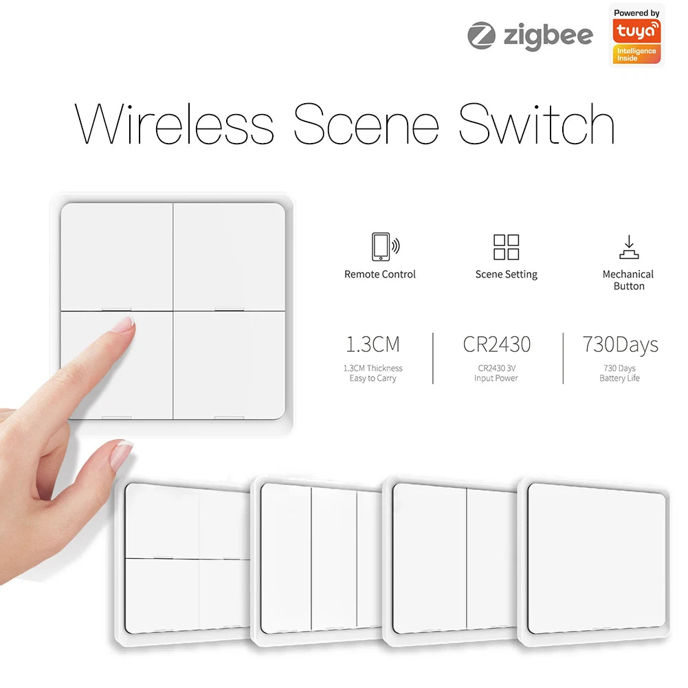 Ασύρματος Διακόπτης ZigBee 4 Πλήκτρων – Έλεγχος με Φωνή & App