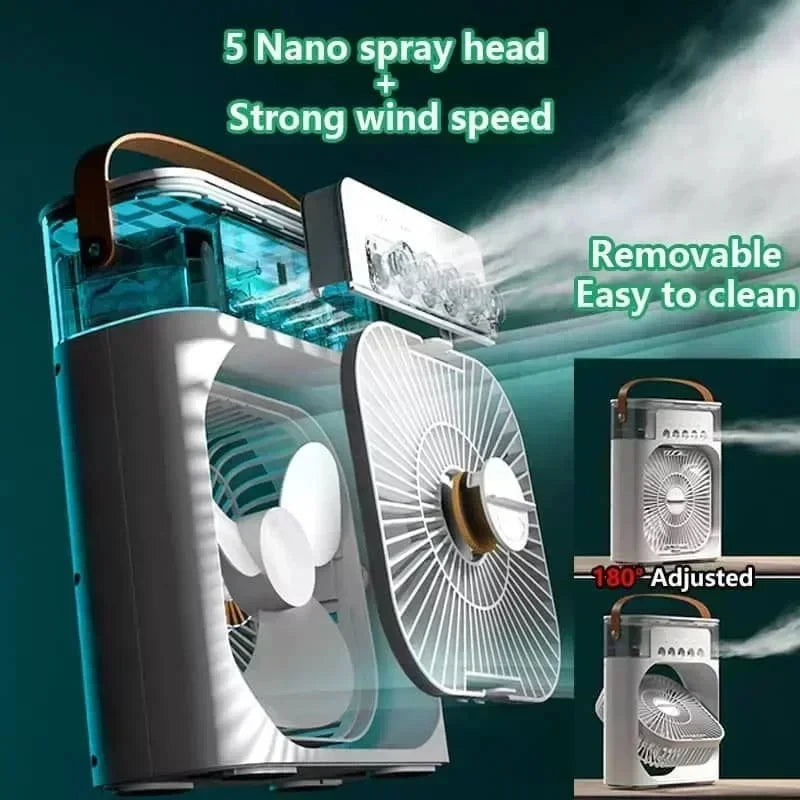 Mini Air Cooler 3-σε-1 – Ανεμιστήρας, Humidifier & LED Night Light