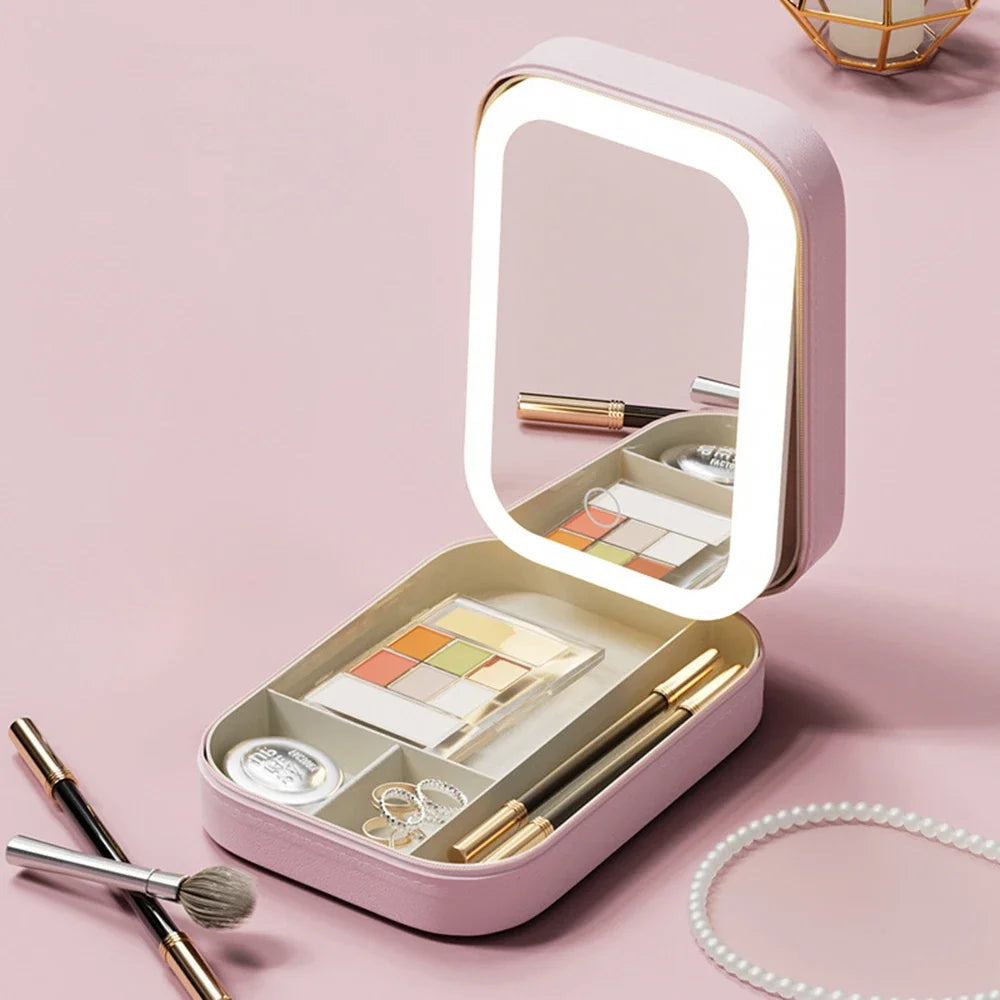 Κουτί Καλλυντικών με LED Καθρέφτη – Portable Travel Makeup Case