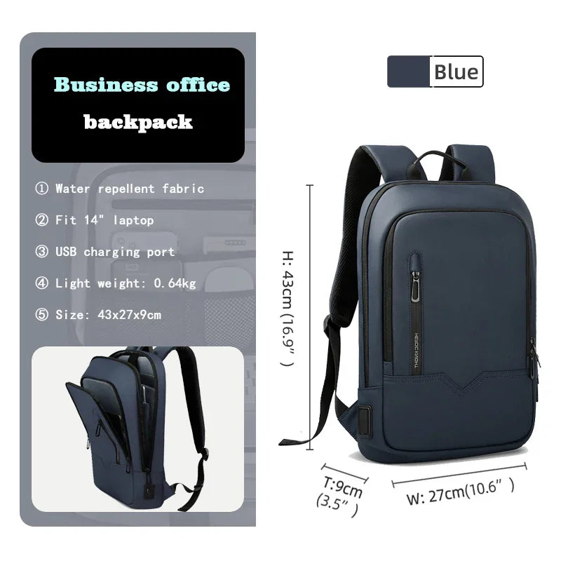 Slim Backpack Ανδρικό 15.6" με USB – Επαγγελματικό Στυλ & Πρακτικότητα