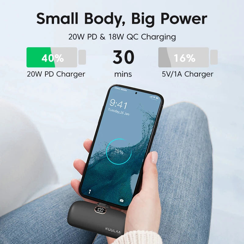 Power Bank Mini KUULAA 5000mAh – Φορητό & Fast Charging