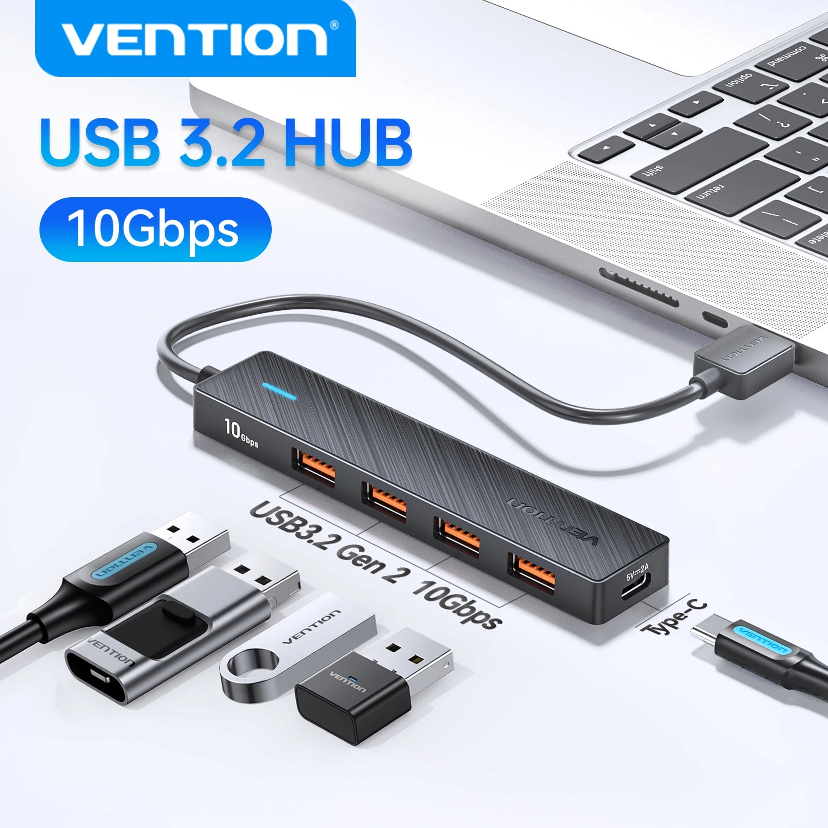 USB Hub 3.2 Gen2 με 5 Θύρες – 10Gbps για MacBook & Laptop