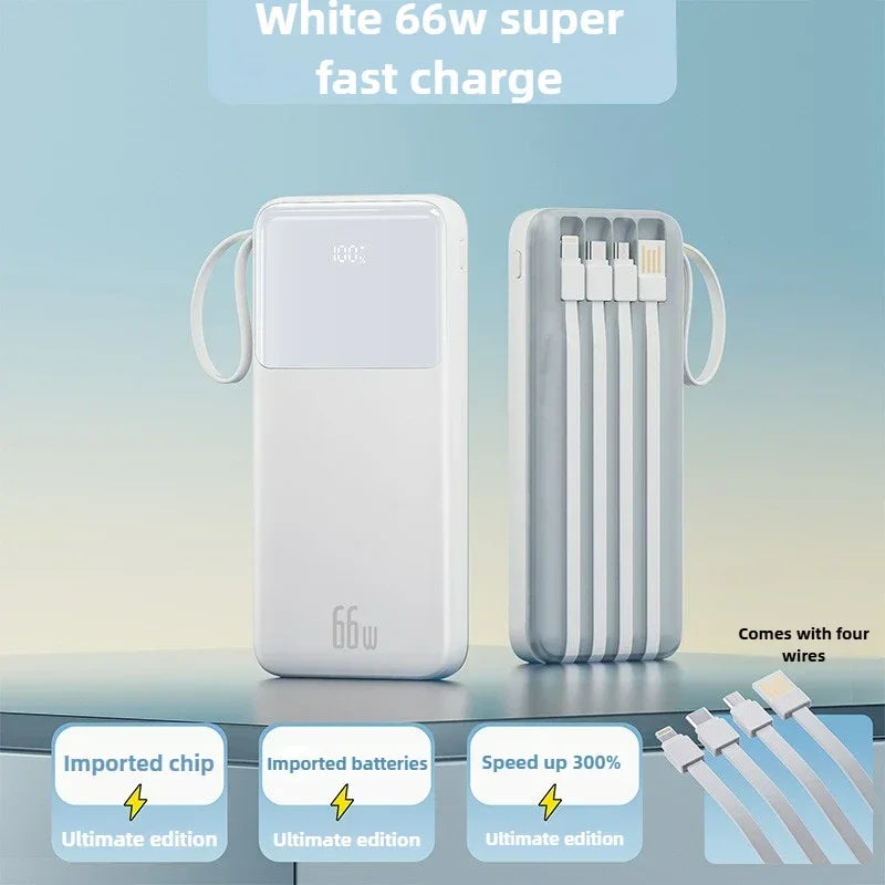 Power Bank 30000mAh 66W – Ultra-thin με 4 Καλώδια