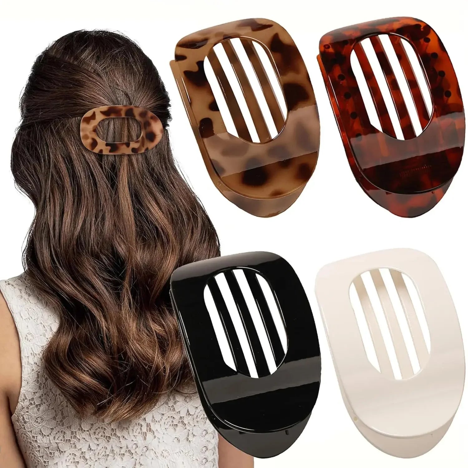 Κλιπ Μαλλιών Leopard Oval – Matte Acrylic Barrette