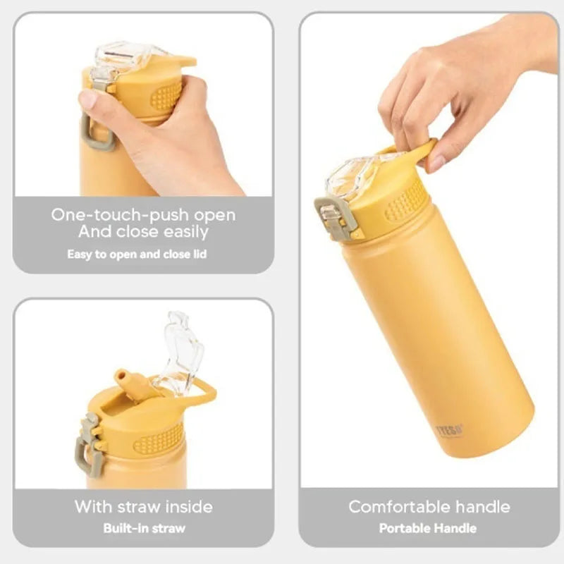 Θερμός TYESO 600/750ml με Καλαμάκι – Ανοξείδωτο για Αθλητισμό & Ταξίδι