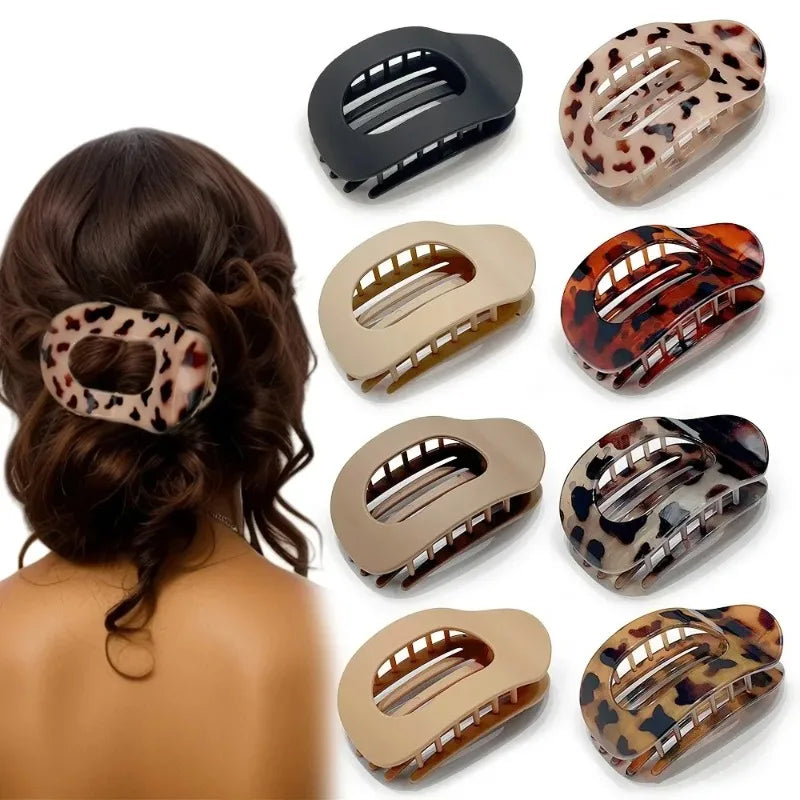 Κλιπ Μαλλιών Leopard Oval – Matte Acrylic Barrette