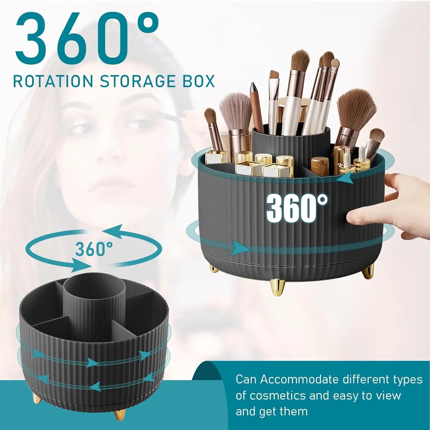Οργανωτήρας Brush Μακιγιάζ 360° – 5 Θέσεις για Vanity & Desk