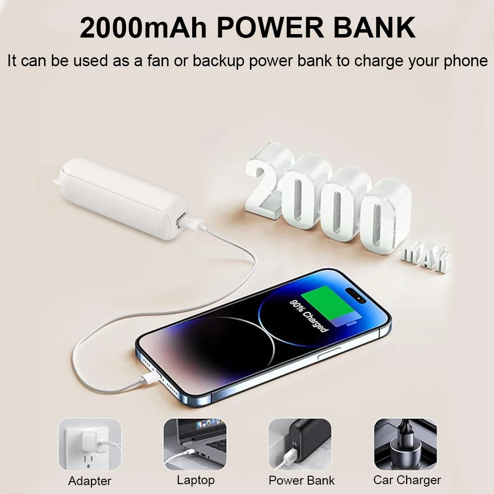 Μινιατούρα Φορητός Ανεμιστήρας USB – Pocket Size με Power Bank