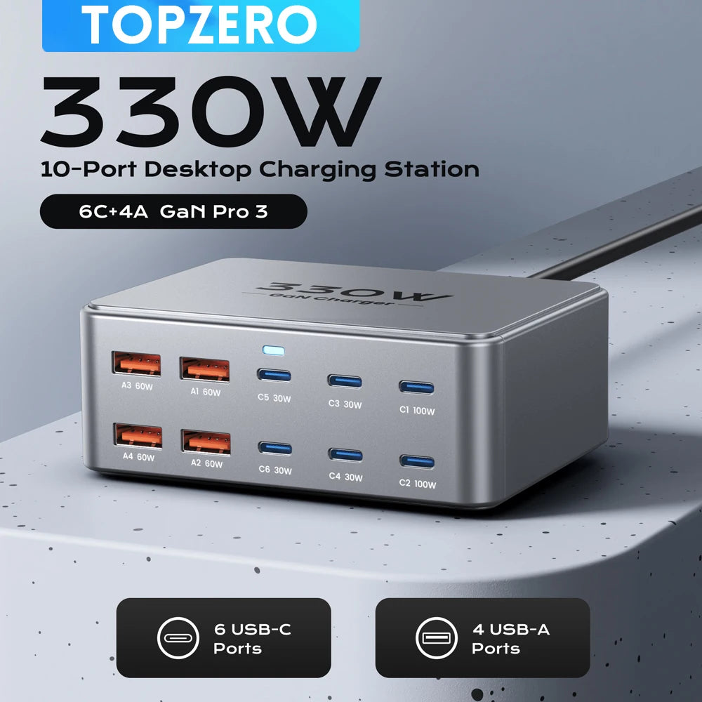 Φορτιστής GaN 330W – Φόρτισε Όλες τις Συσκευές Μαζί