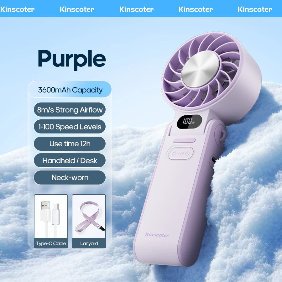 Φορητός Turbo Ανεμιστήρας 3600mAh – 100 Ταχύτητες & Foldable