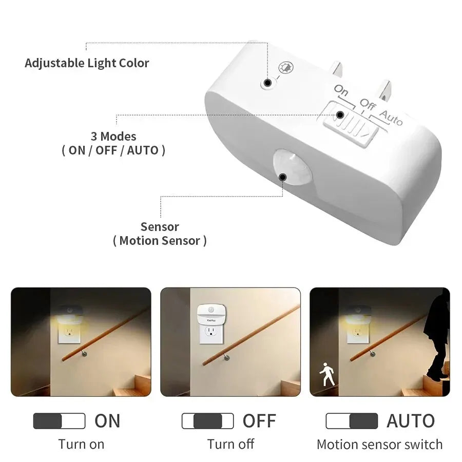 Φωτάκι Νυκτός LED με Αισθητήρα Κίνησης – Plug-in για Δωμάτιο & Διάδρομο