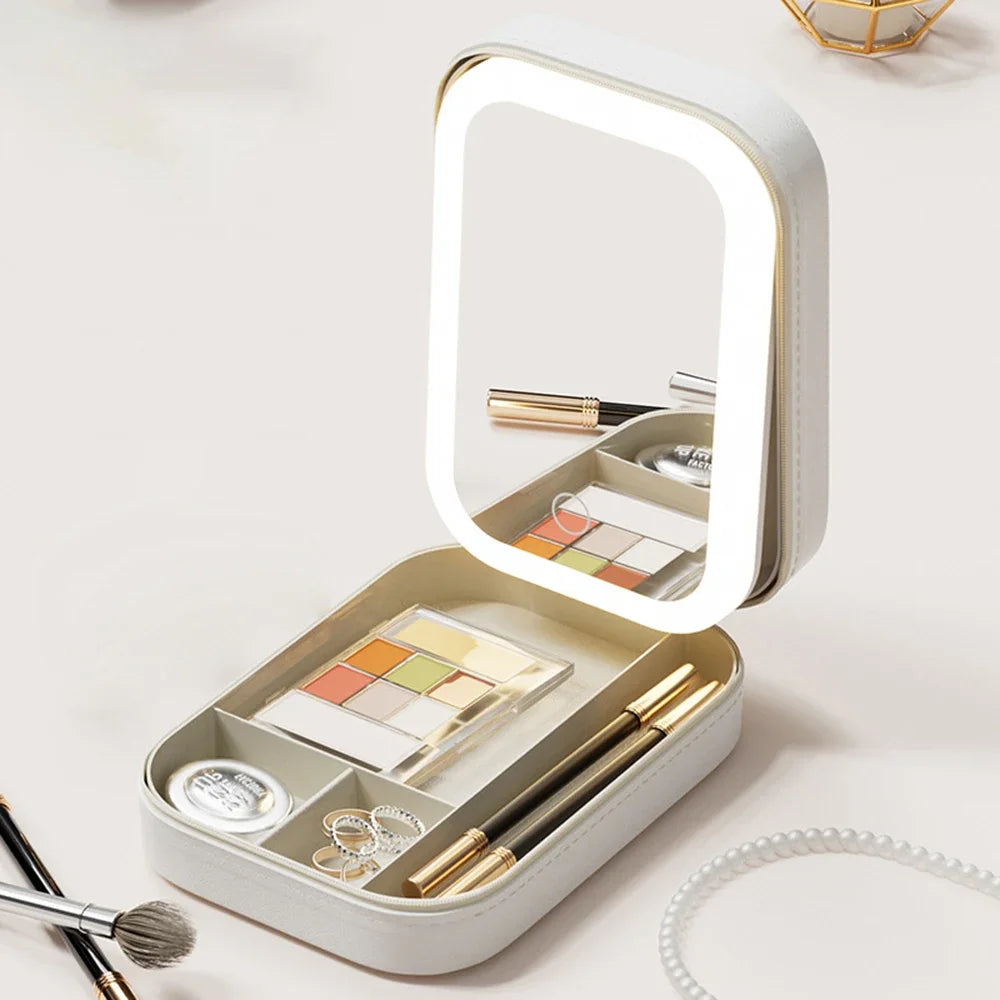 Κουτί Καλλυντικών με LED Καθρέφτη – Portable Travel Makeup Case