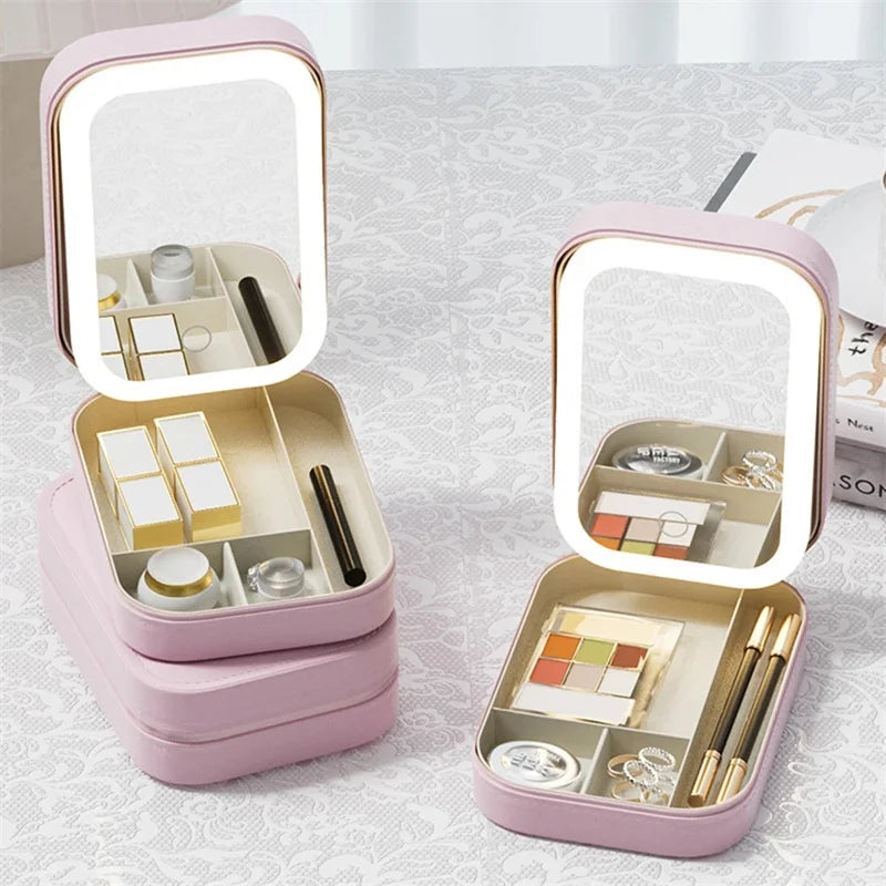 Κουτί Καλλυντικών με LED Καθρέφτη – Portable Travel Makeup Case