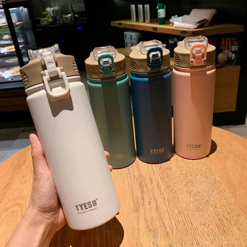 Θερμός TYESO 600/750ml με Καλαμάκι – Ανοξείδωτο για Αθλητισμό & Ταξίδι