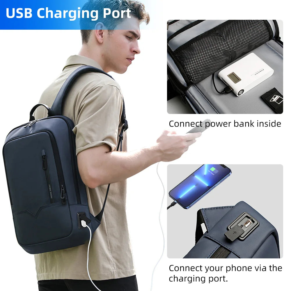 Slim Backpack Ανδρικό 15.6" με USB – Επαγγελματικό Στυλ & Πρακτικότητα