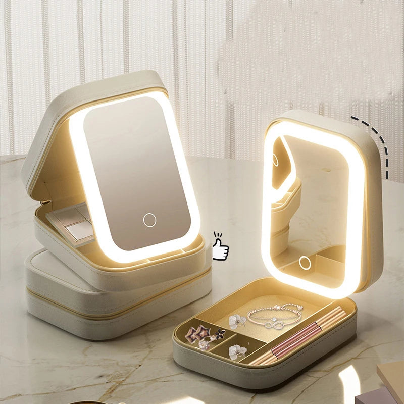 Κουτί Καλλυντικών με LED Καθρέφτη – Portable Travel Makeup Case