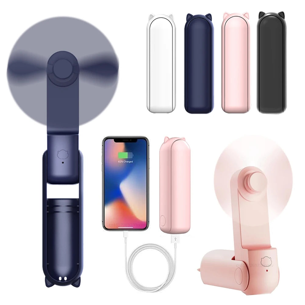 Μινιατούρα Φορητός Ανεμιστήρας USB – Pocket Size με Power Bank