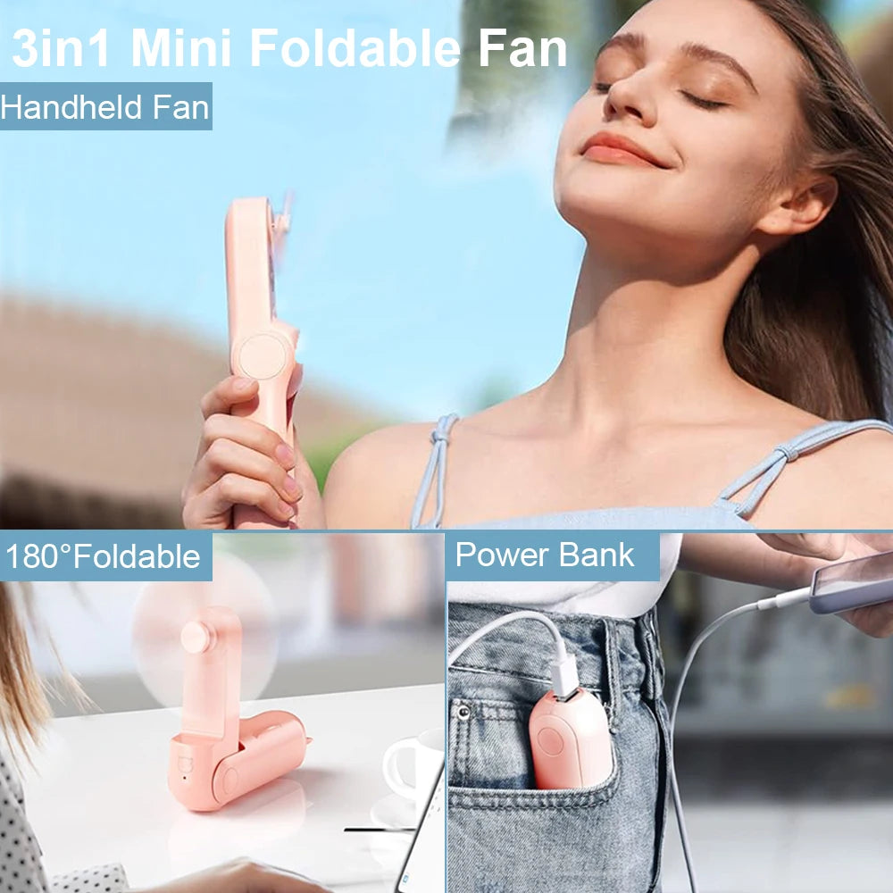 Μινιατούρα Φορητός Ανεμιστήρας USB – Pocket Size με Power Bank