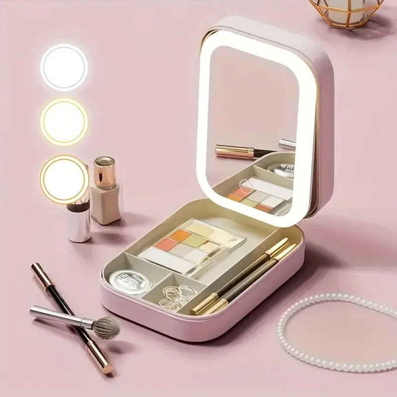 Κουτί Καλλυντικών με LED Καθρέφτη – Portable Travel Makeup Case